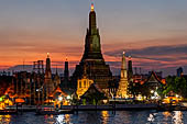 Bangkok Wat Arun - Sunset view of the temple caught from across the river.  